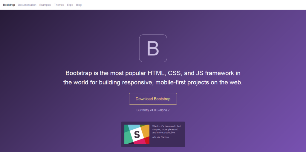 Bootstrap · The world's most popular mobile-first and responsive front-end framework. 2016-07-12 10-18-52